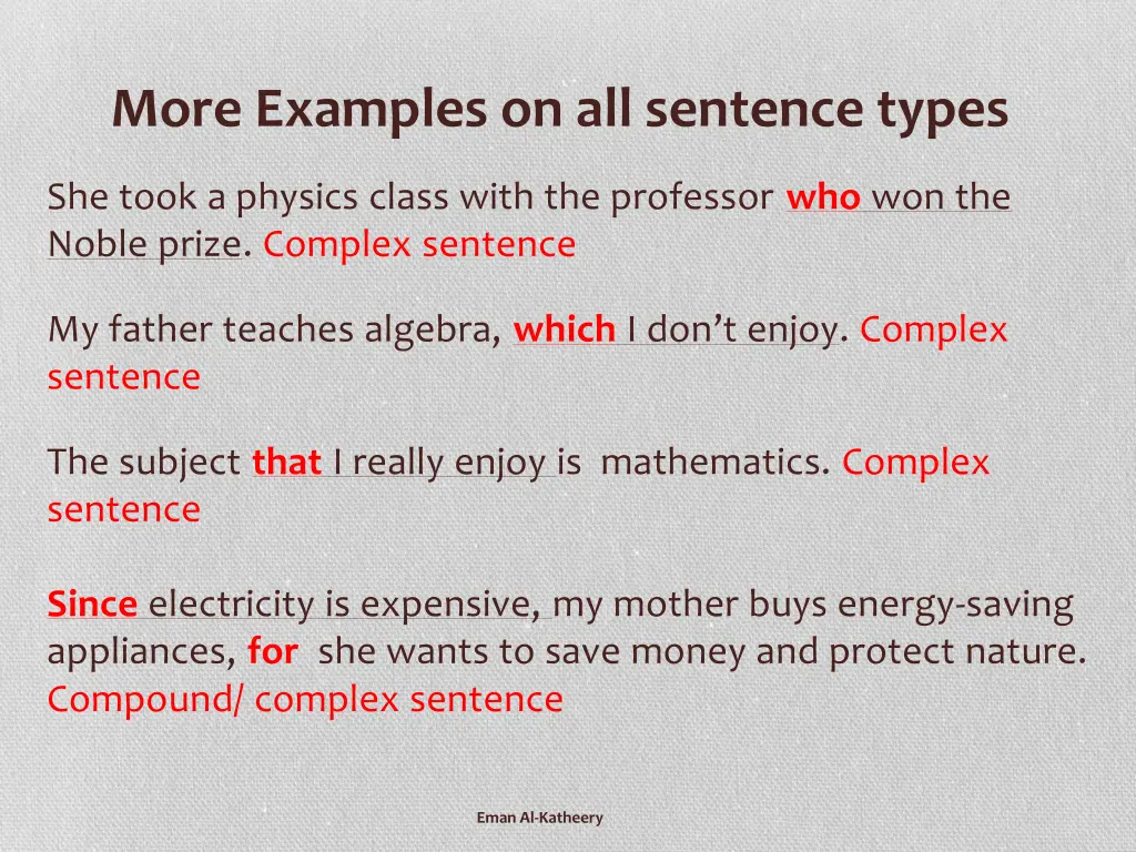 more examples on all sentence types 5