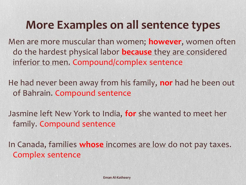 more examples on all sentence types 6