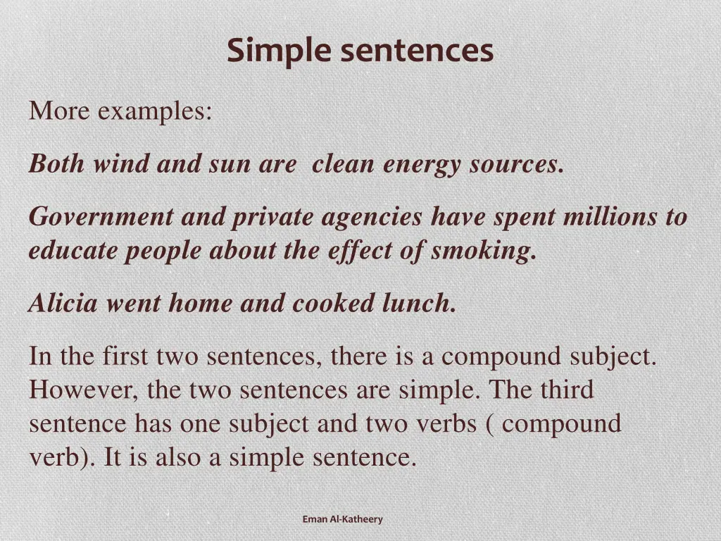 simple sentences 1