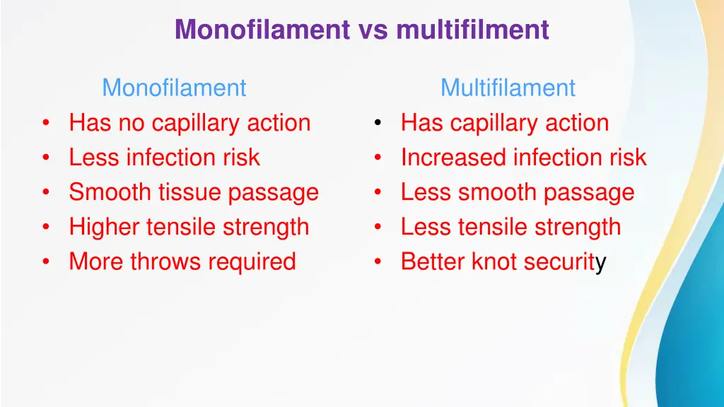 monofilament vs multifilment