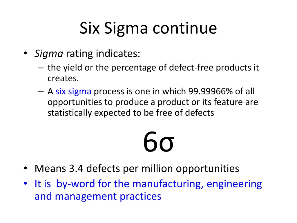 six sigma continue