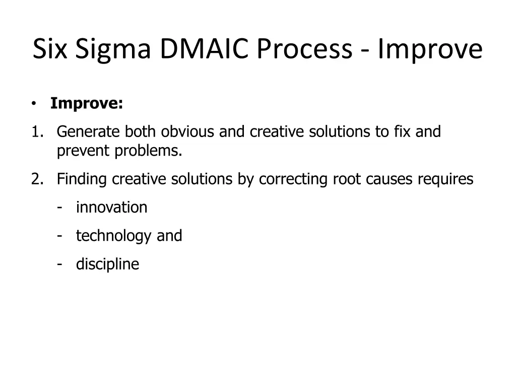 six sigma dmaic process improve