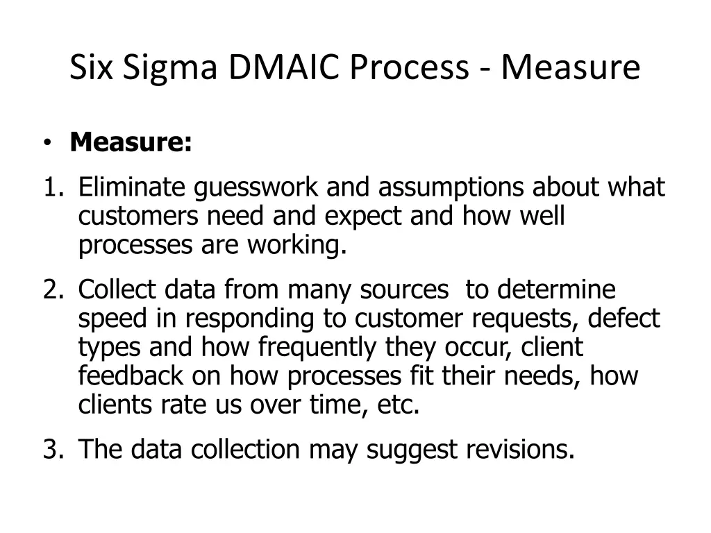 six sigma dmaic process measure