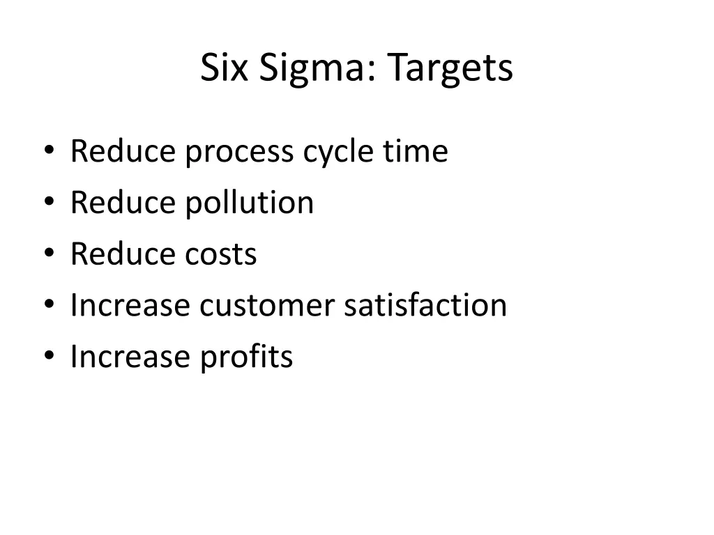 six sigma targets