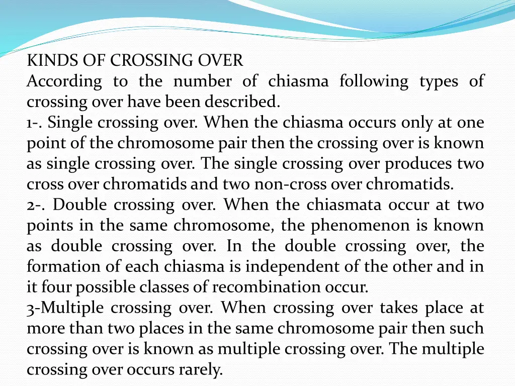 kinds of crossing over according to the number