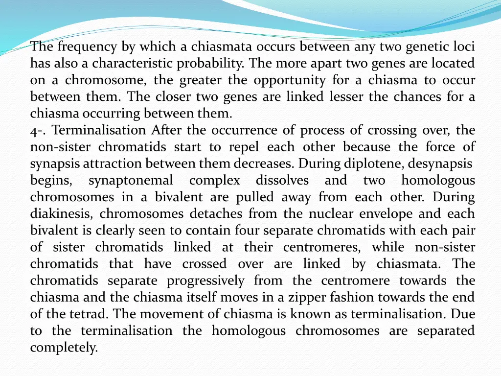 the frequency by which a chiasmata occurs between