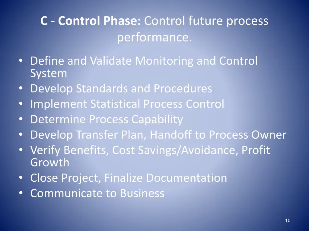 c control phase control future process performance