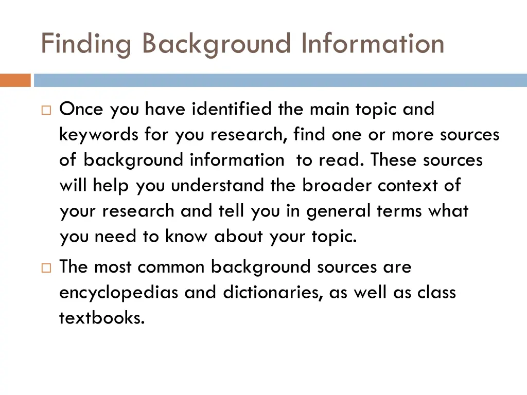 finding background information