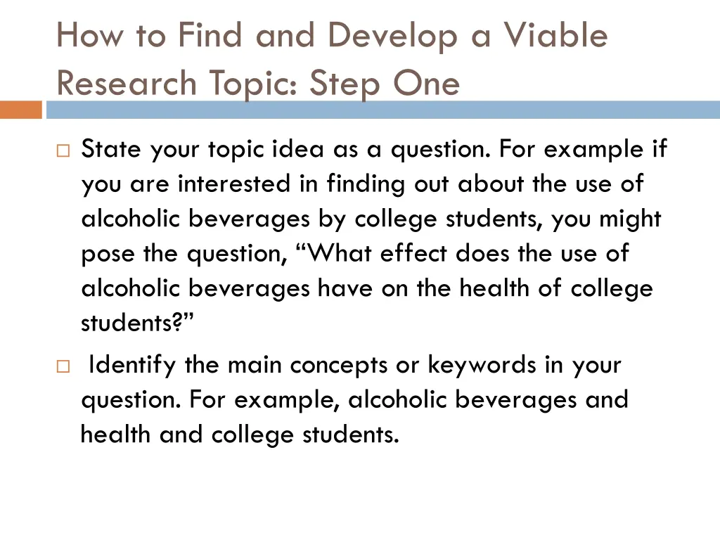 how to find and develop a viable research topic