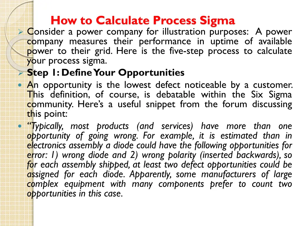 how to calculate process sigma consider a power