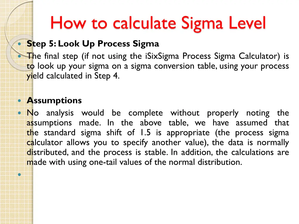 how to calculate sigma level