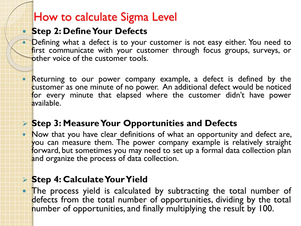 how to calculate sigma level step 2 define your