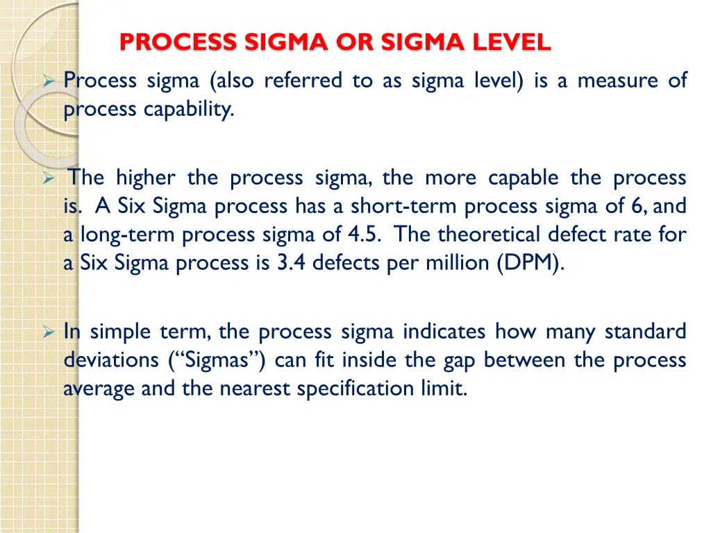 process sigma or sigma level