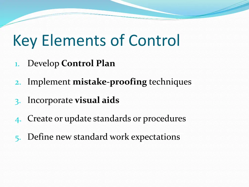 key elements of control