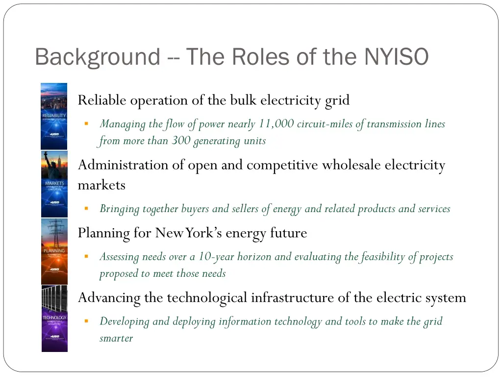 background the roles of the nyiso