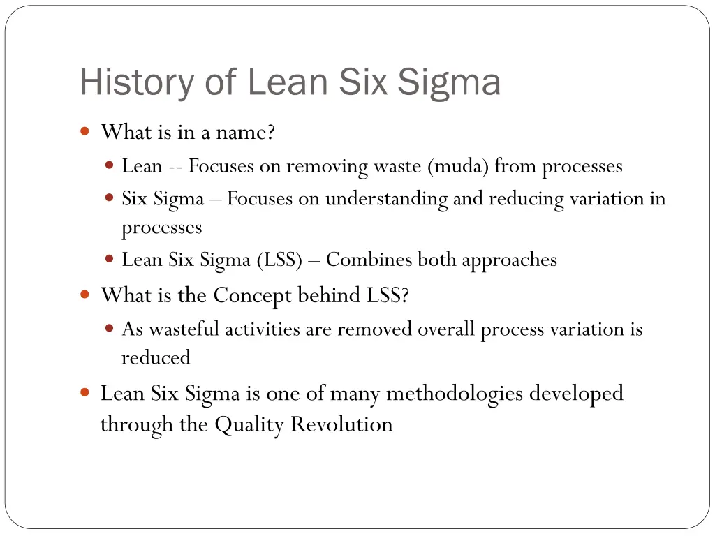 history of lean six sigma