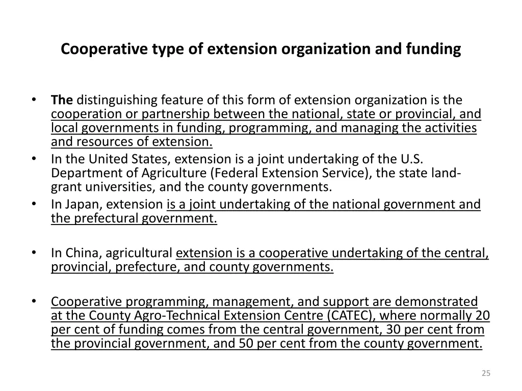 cooperative type of extension organization