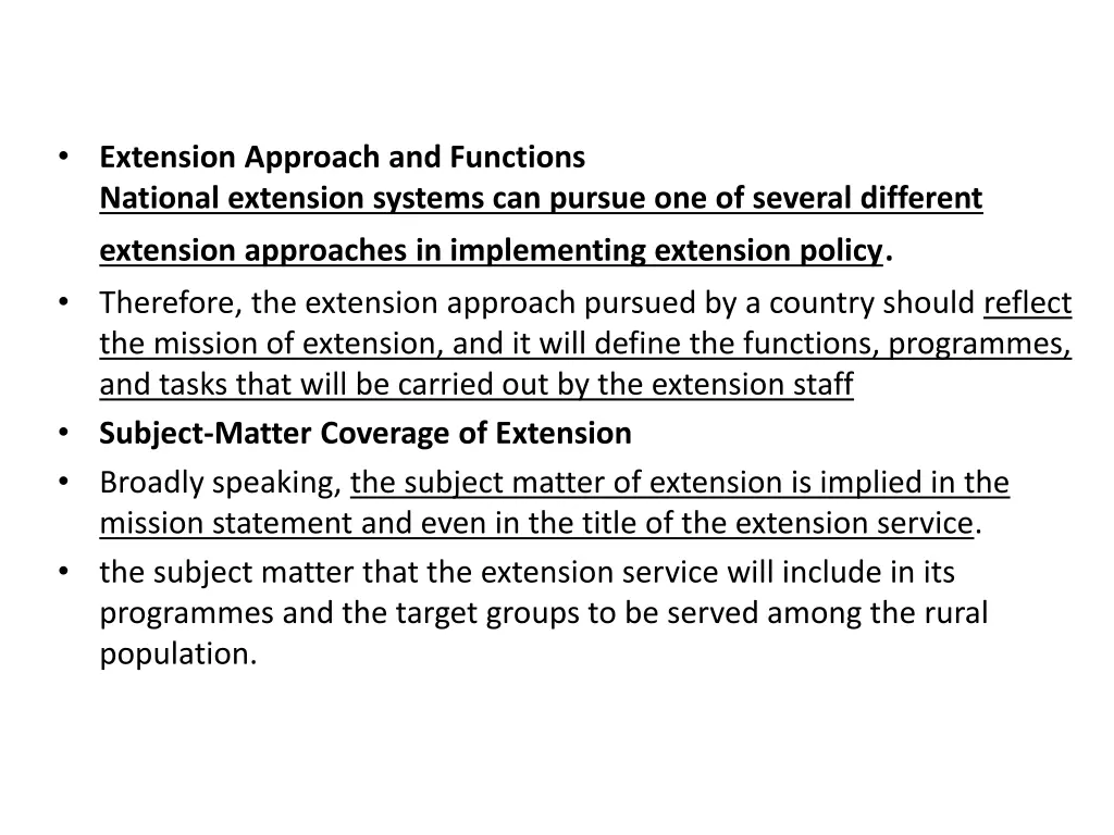 extension approach and functions national