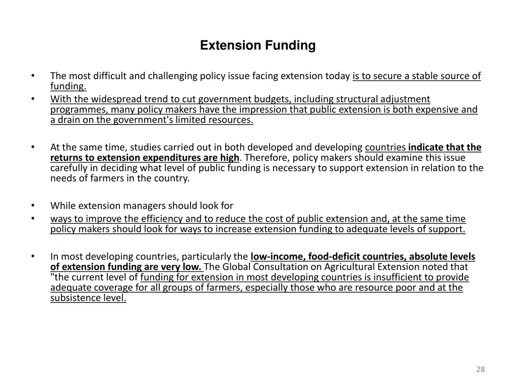 extension funding