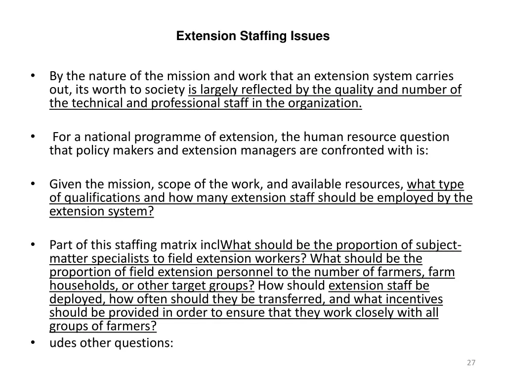 extension staffing issues