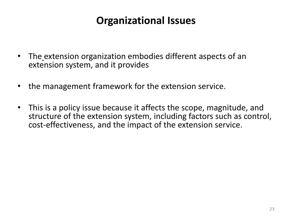 organizational issues