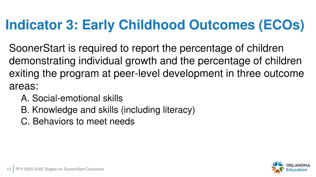 indicator 3 early childhood outcomes ecos