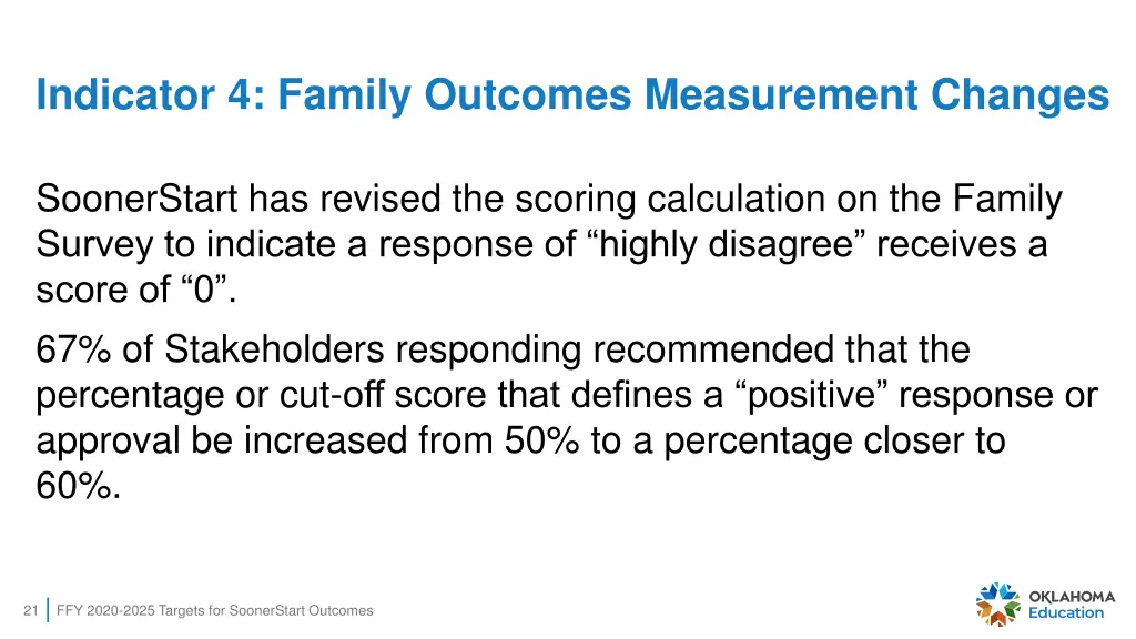 indicator 4 family outcomes measurement changes