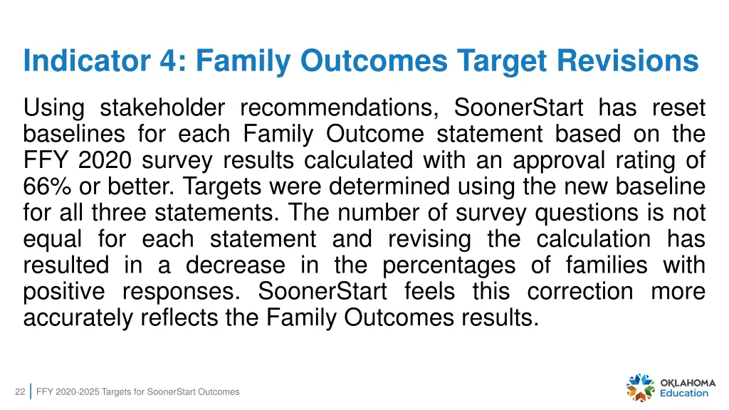 indicator 4 family outcomes target revisions