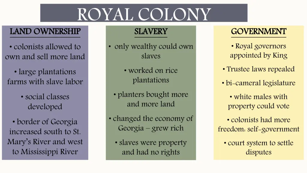 royal colony slavery only wealthy could