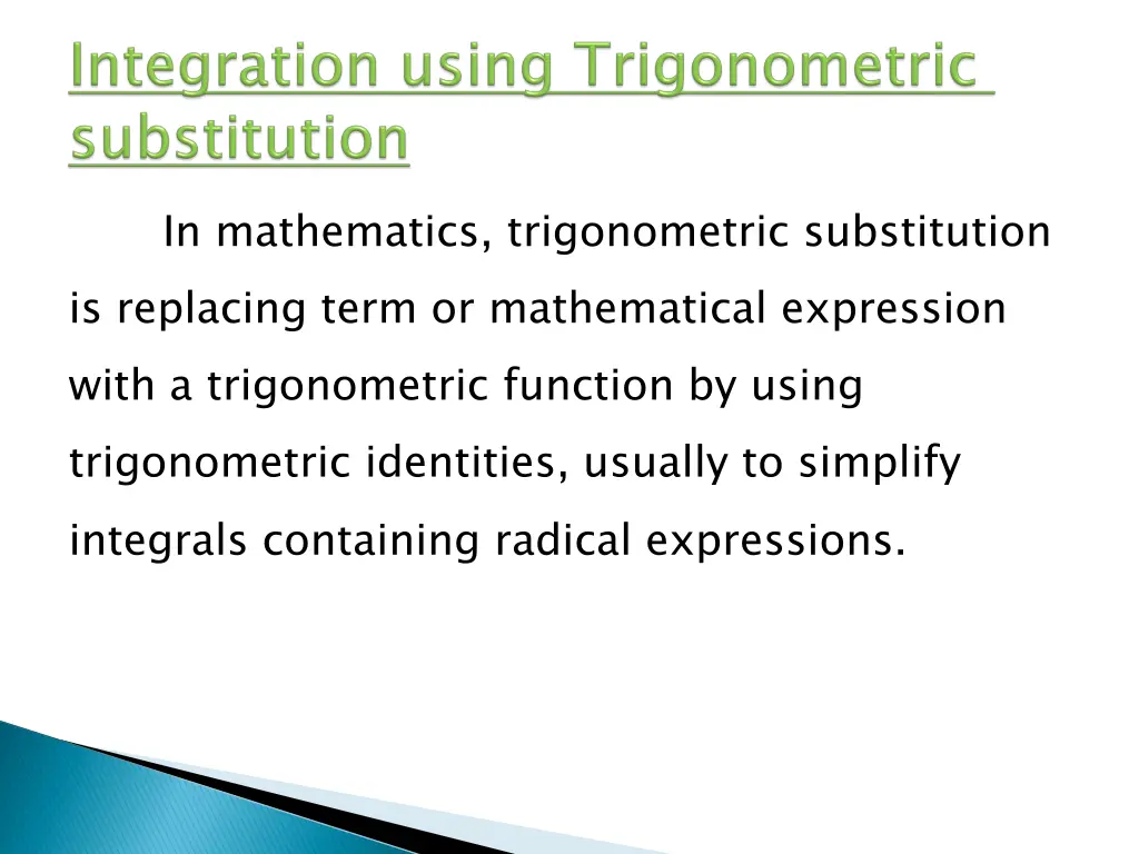 in mathematics trigonometric substitution