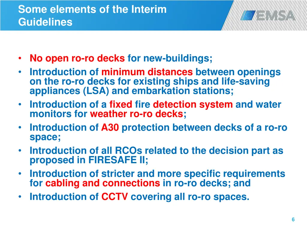 some elements of the interim guidelines