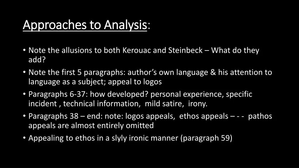 approaches to analysis approaches to analysis