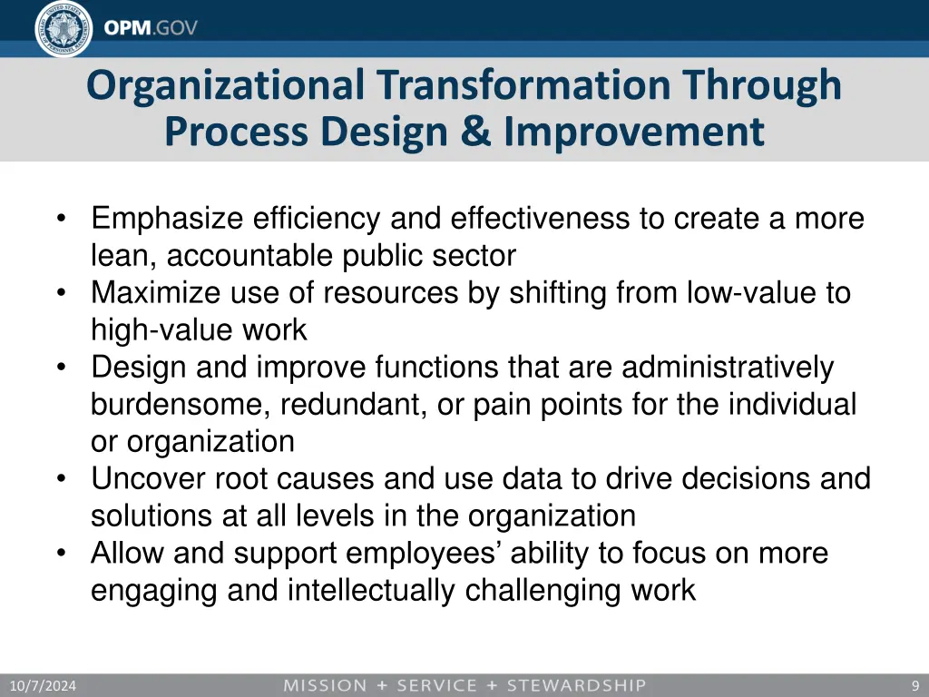 organizational transformation through process