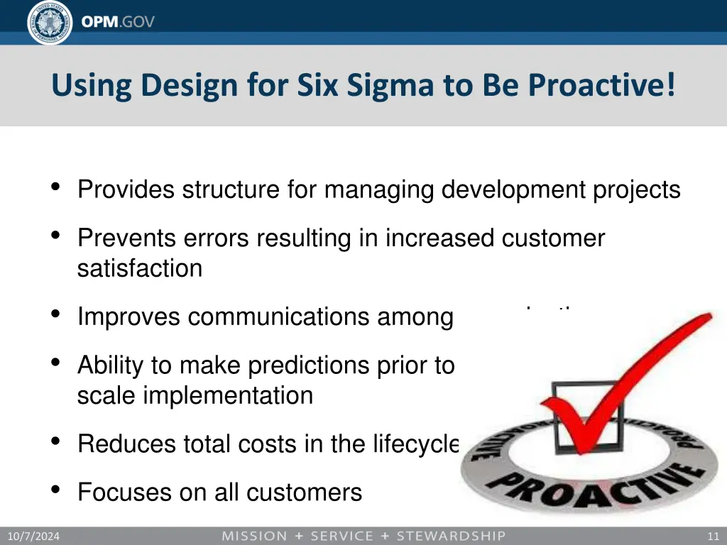 using design for six sigma to be proactive