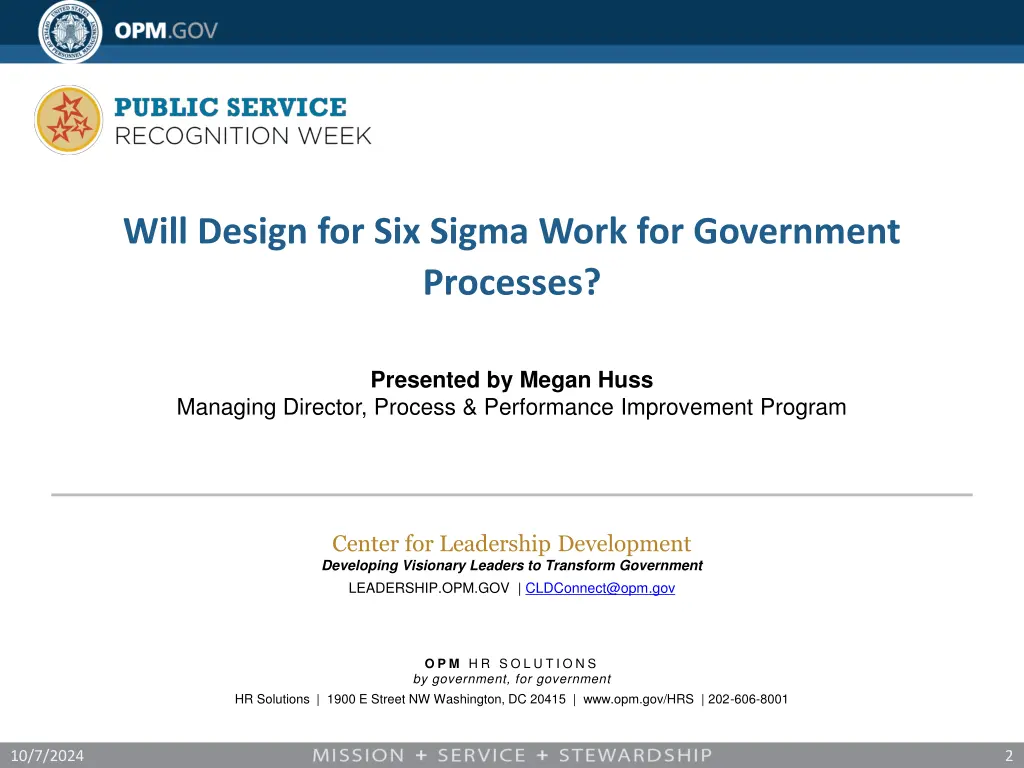 will design for six sigma work for government