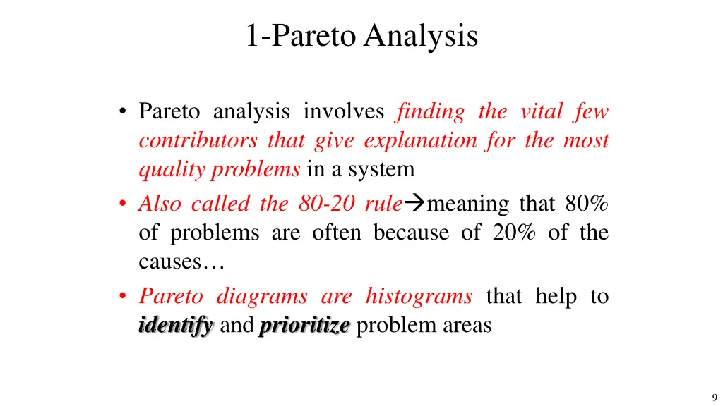 1 pareto analysis