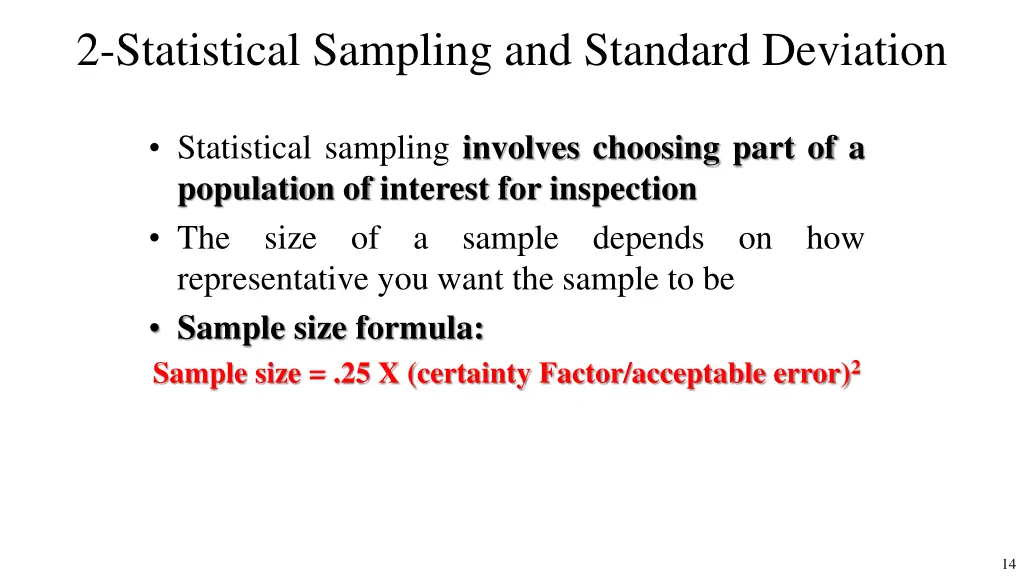 2 statistical sampling and standard deviation