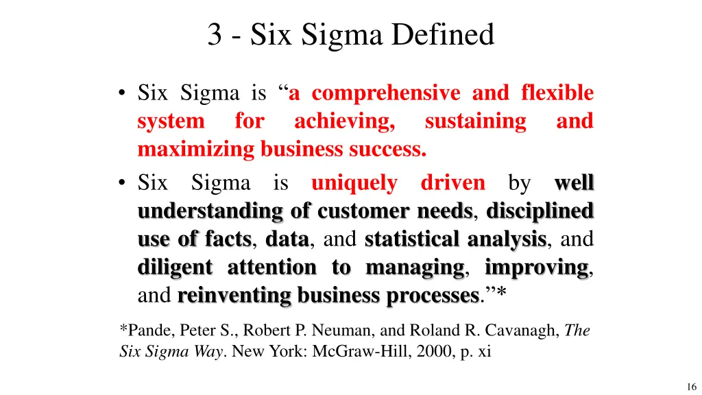 3 six sigma defined