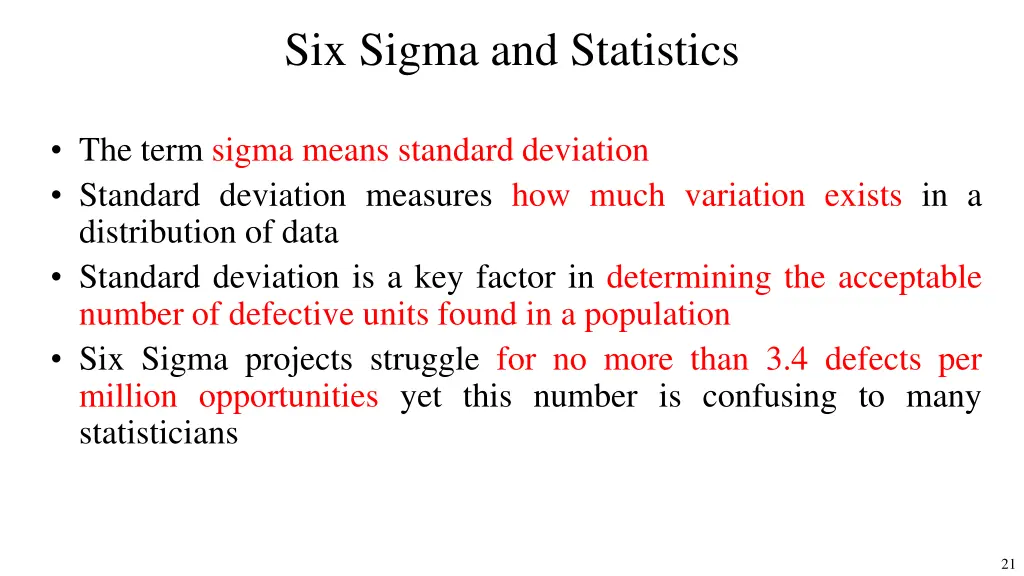 six sigma and statistics