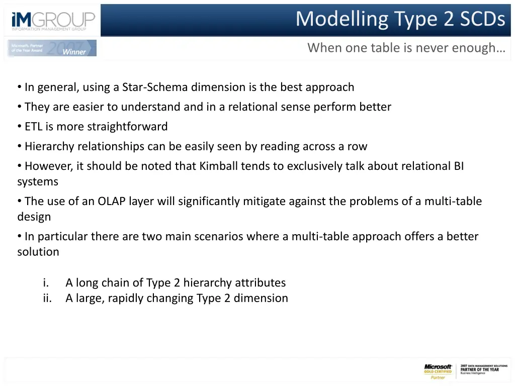 modelling type 2 scds 2