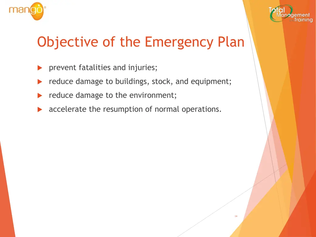 objective of the emergency plan