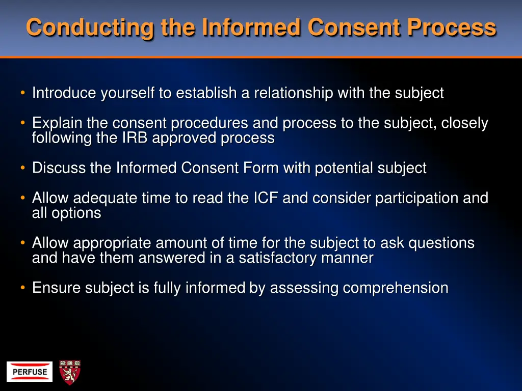 conducting the informed consent process