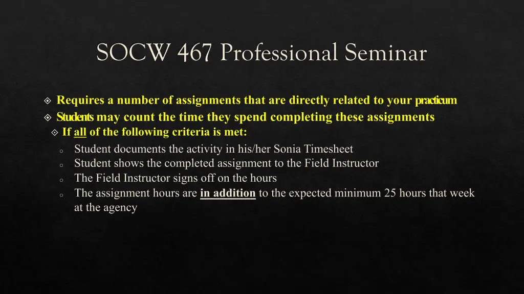 socw 467 professional seminar