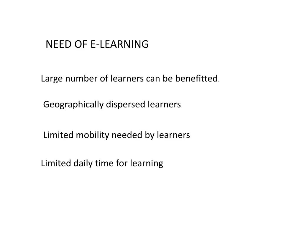 need of e learning