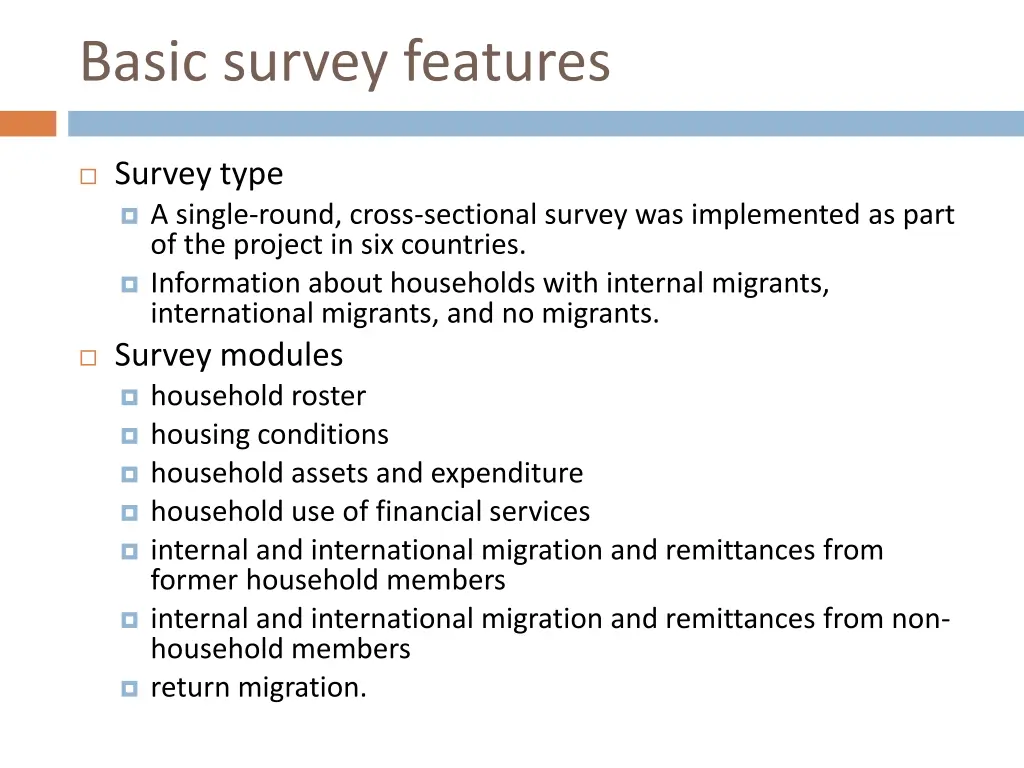 basic survey features