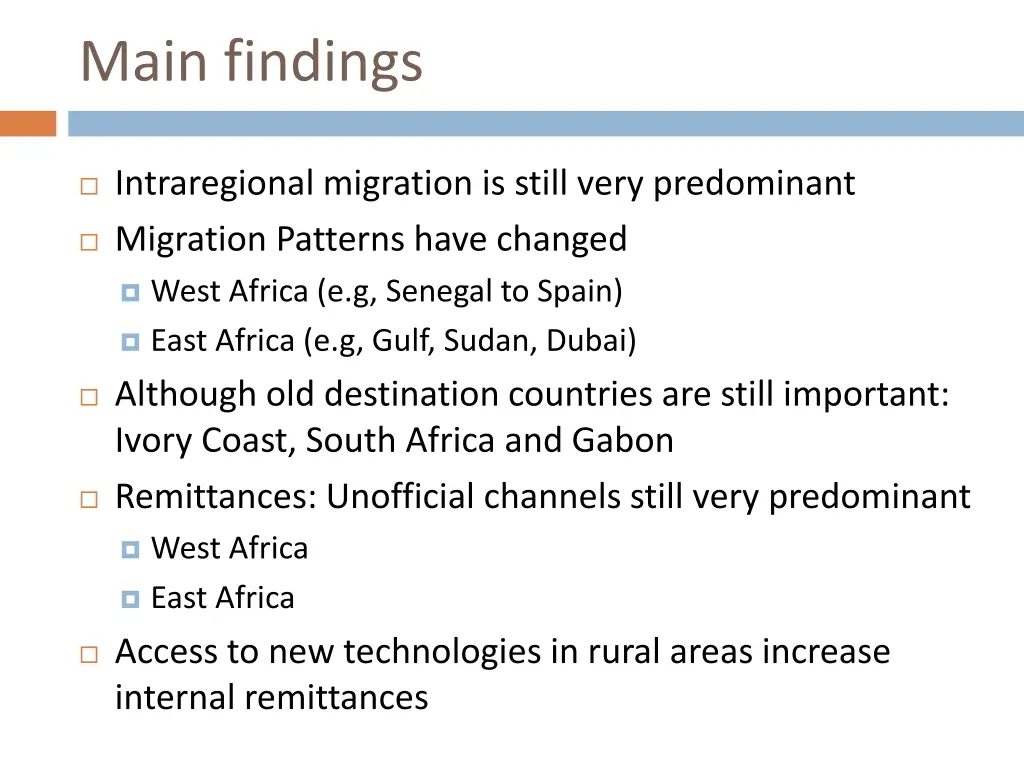 main findings