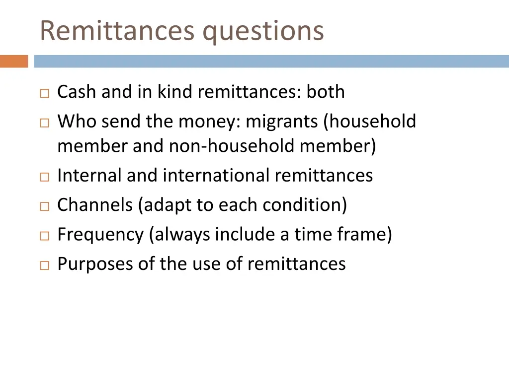 remittances questions