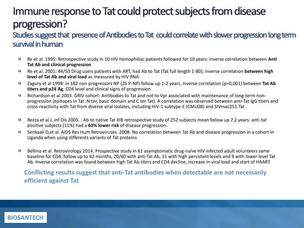 immune response to tat could protect subjects