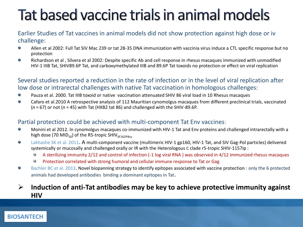 tat basedvaccine trials in animal models