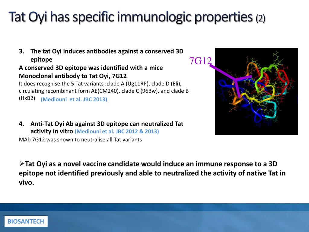 tat oyi has specific immunologic properties 2